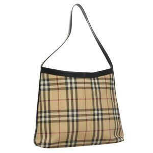 Authentic BURBERRY Nova Check Shoulder Bag PVC Beige